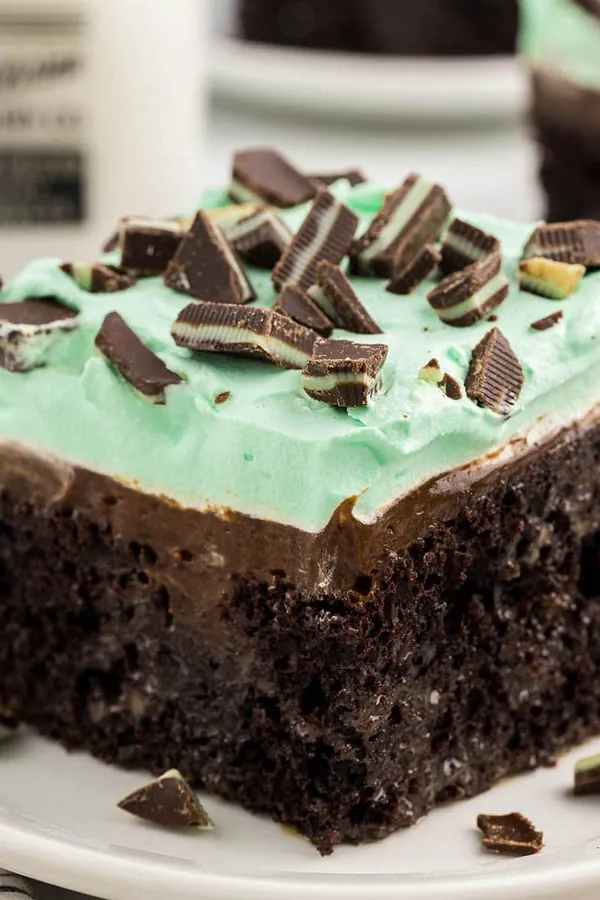 Chocolate Mint Poke Cake