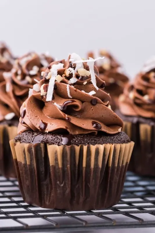 Stuffed German Chocolate Cupcakes