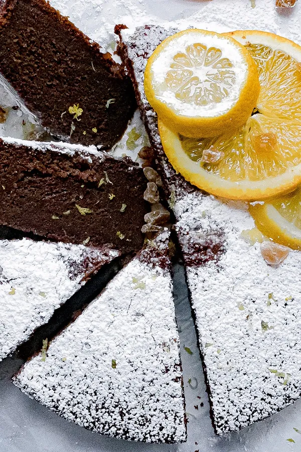 Easy Chocolate Olive Oil Cake with Crystallized Ginger