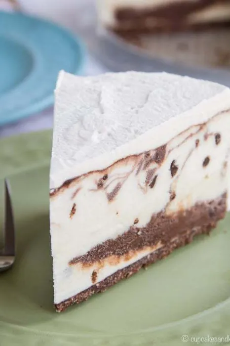 Homemade No-Churn Nutella Chocolate Chip Ice Cream Cheesecake