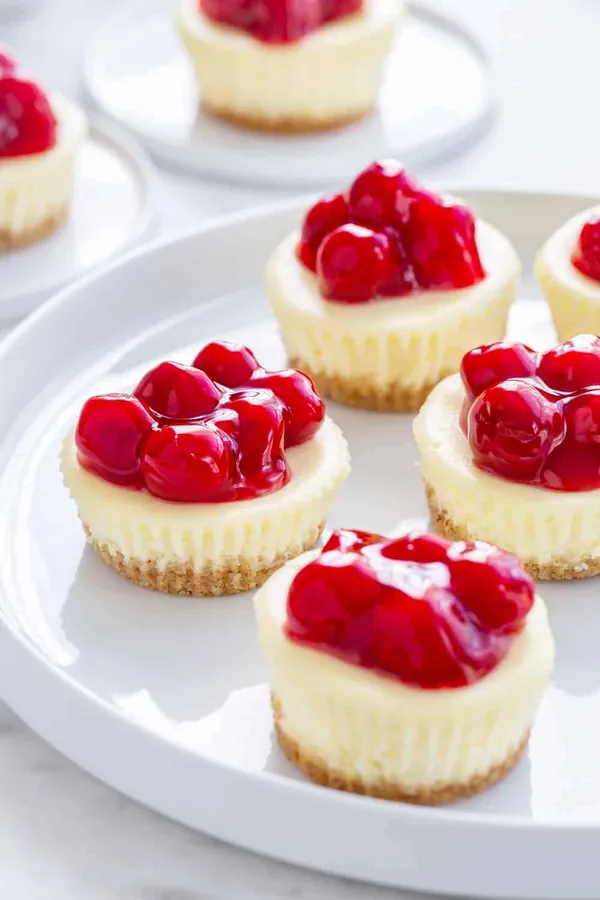 Mini Cherry Almond Cheesecakes