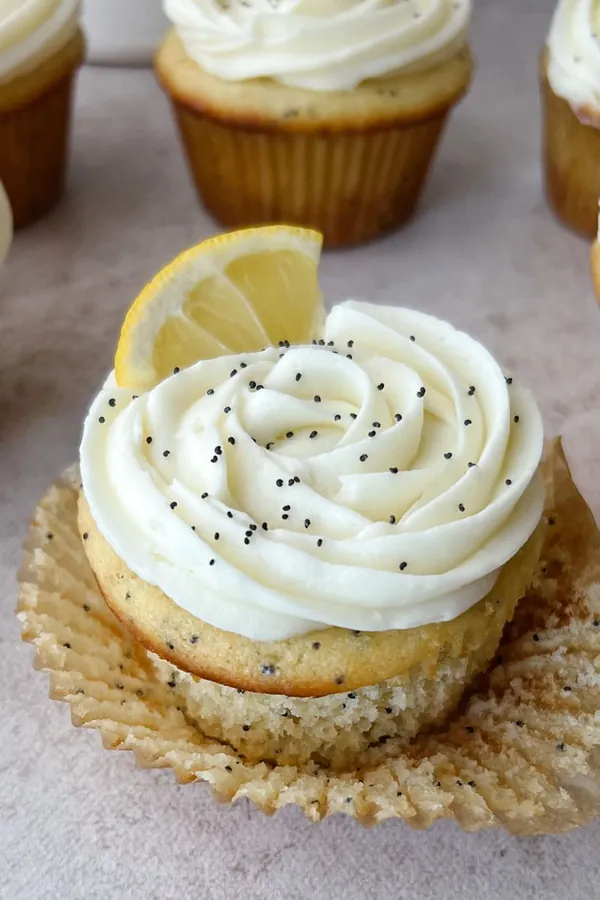 Sourdough Discard Lemon Poppyseed Cupcakes