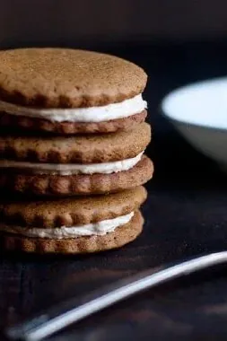 Baking with Truvia: Gingerbread Sandwich Cookies with Cinnamon Cream Cheese filling