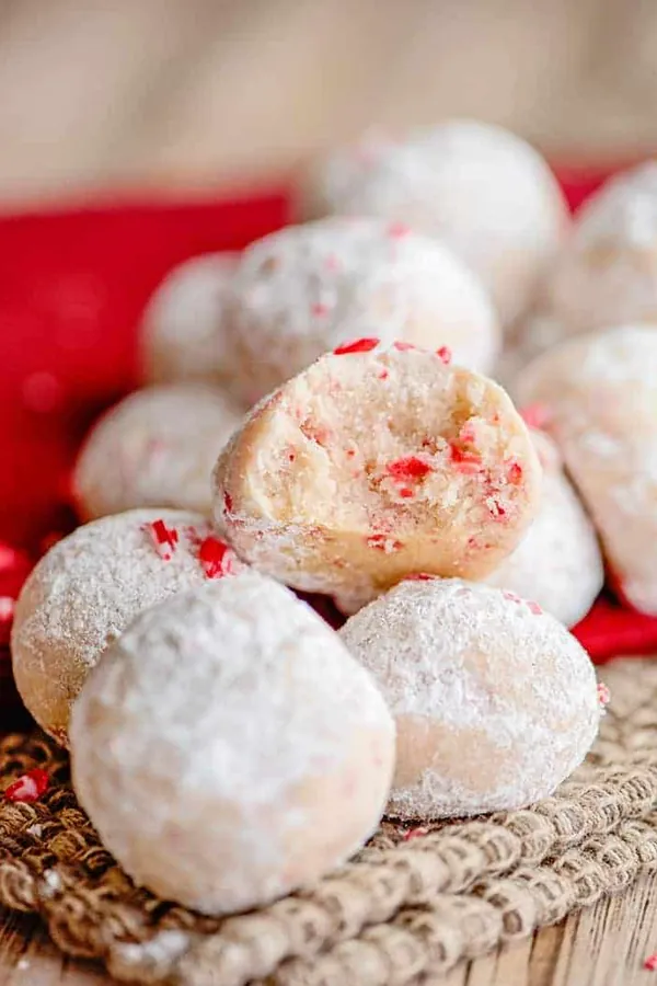 Peppermint Snowball Cookies