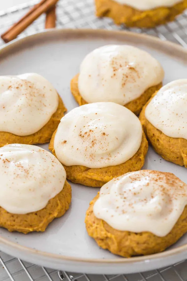 Pumpkin Cookies with Cream Cheese Frosting