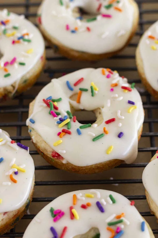 Easy Baked Funfetti Donuts with Vanilla Glaze