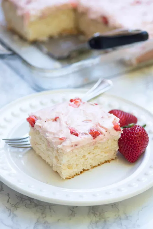 7UP Sheet Cake with Strawberry Buttercream Frosting