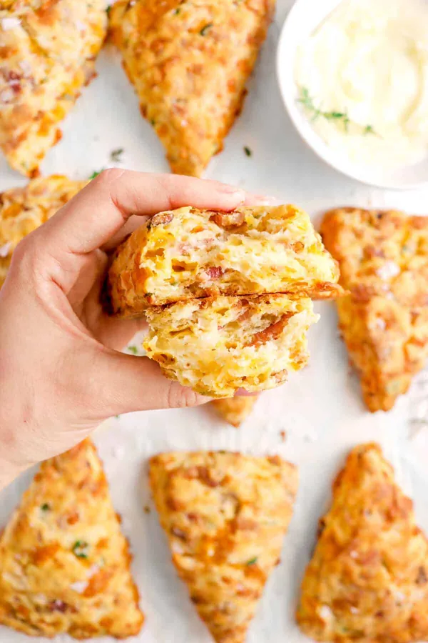 Bacon Cheddar and Chive Scones