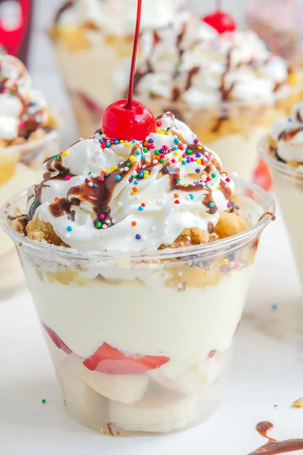 Banana Split Pudding Cups