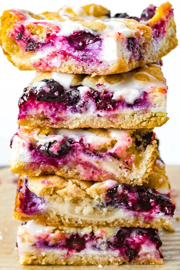 Blueberry Cream Cheese Bars - Easy Lemon Blueberry Cheesecake Dessert!