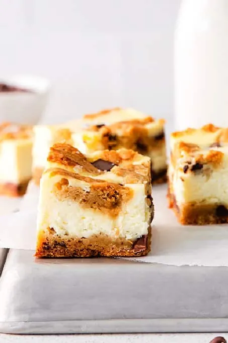 Chocolate Chip Cookie Dough Cheesecake Bars