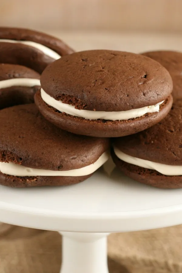 Chocolate Whoopie Pies with Peanut Butter Frosting