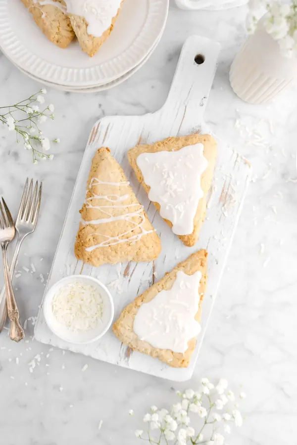 Coconut Cream Scones with Coconut Icing (Secretly Vegan!)