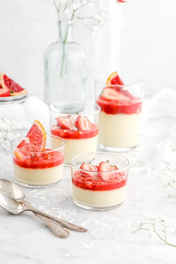 Coconut Custard with Strawberry Rhubarb Compote