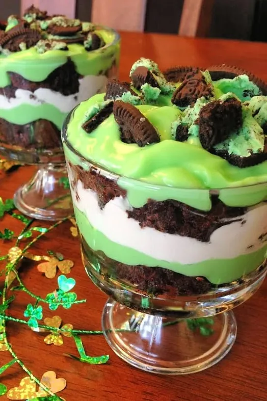Easy St. Patrick's Day Brownie Trifle