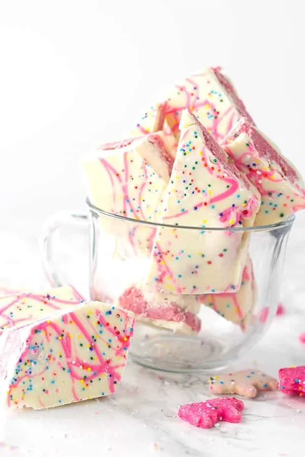 Frosted Animal Cracker White Chocolate Bark