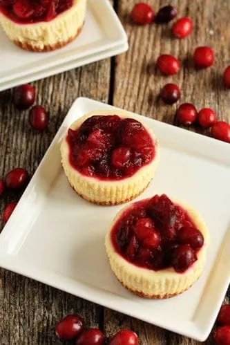 Individual Cheesecakes with Orange-Cranberry Sauce