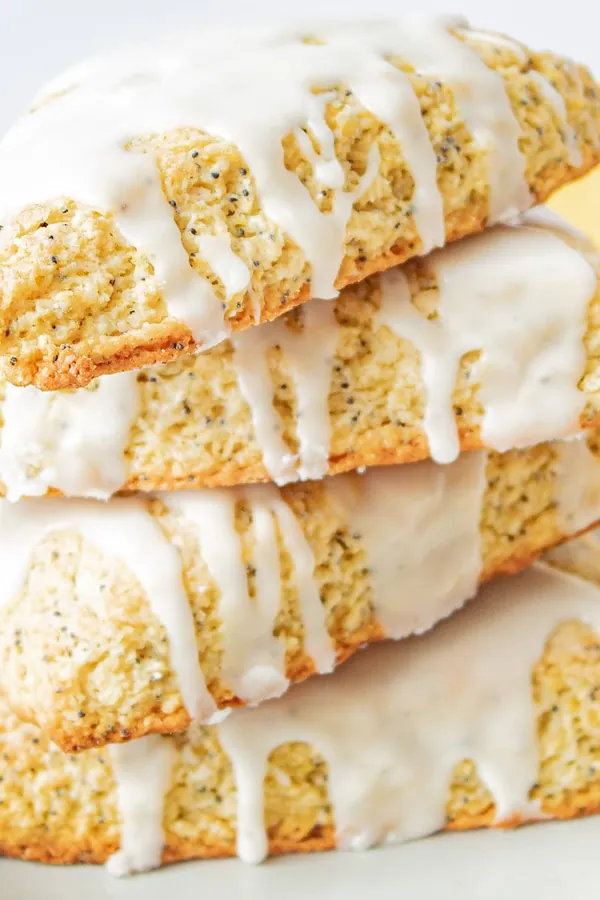 Lemon Poppyseed Scones Recipe with Easy Lemon Glaze