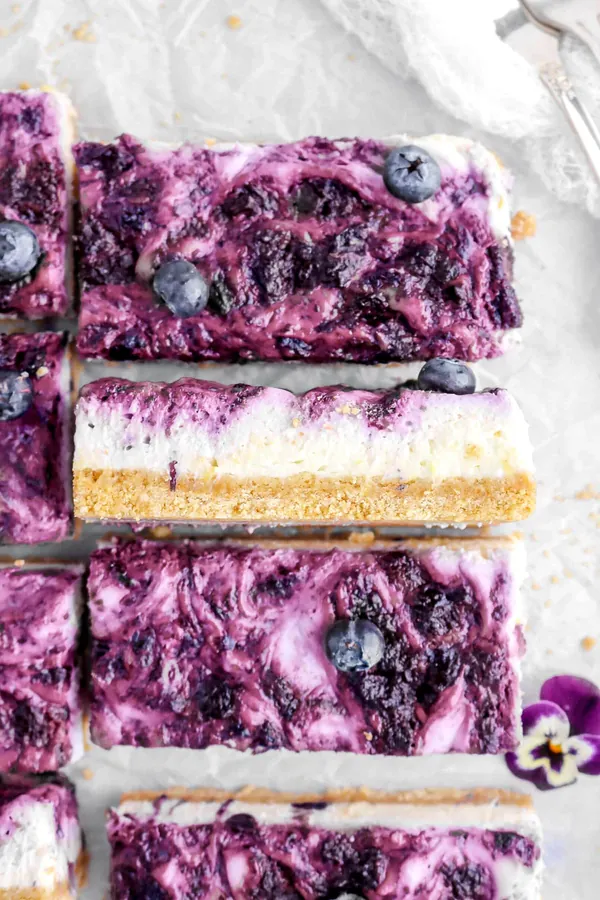 No Bake Lemon Blueberry Cheesecake Bars