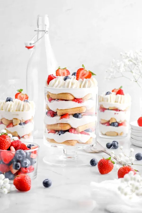 No Bake Summer Berry and Ladyfinger Trifle