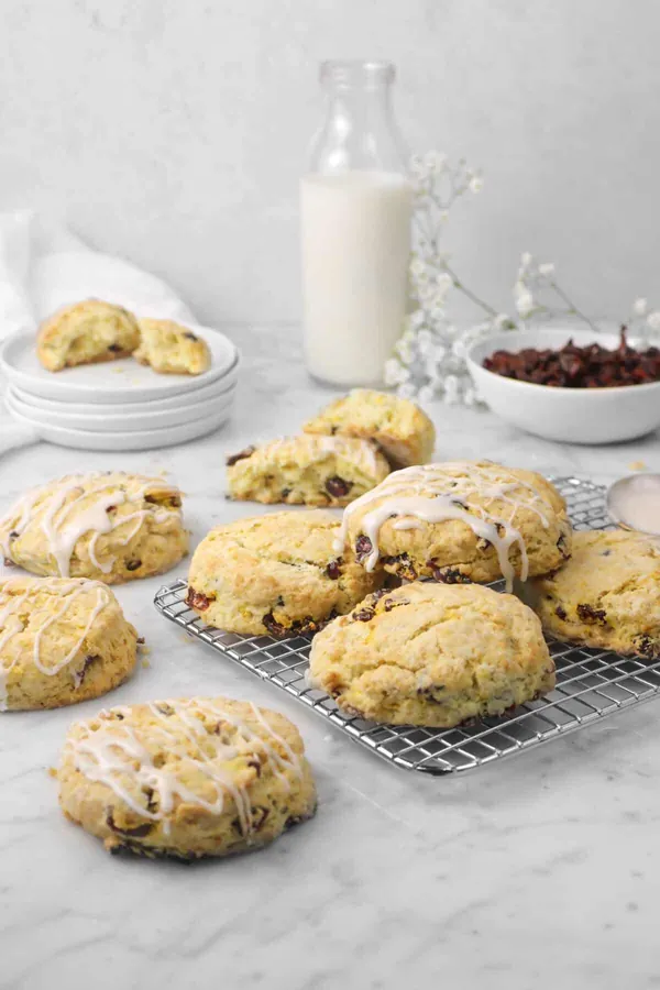 Orange Cranberry Scones with Cardamom Glaze