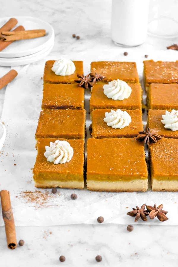 Pumpkin Pie Bars with Shortbread Cookie Crust