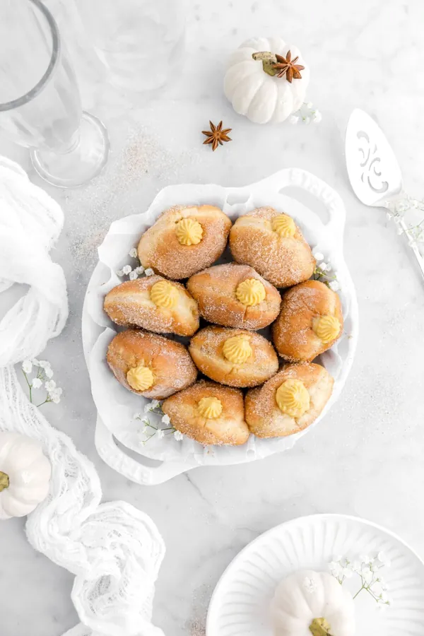 Pumpkin Spice Doughnuts with Pumpkin Custard