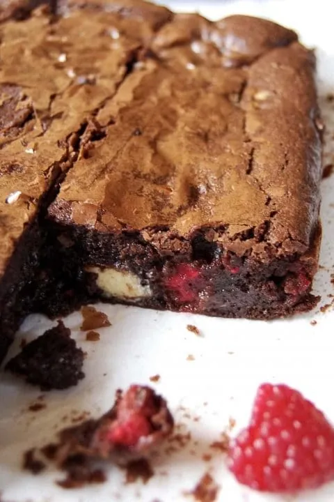 Raspberry and white chocolate brownies