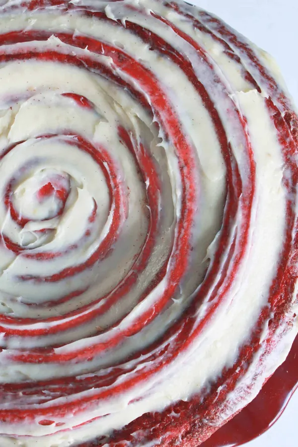 Red Velvet Cinnamon Roll Cake