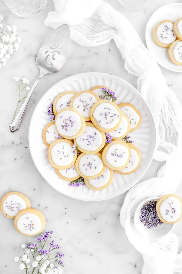 Slice and Bake Lavender Shortbread Cookies with Vanilla Icing