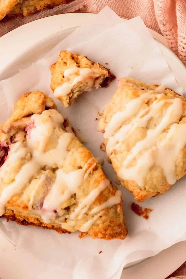Strawberry Buttermilk Scones with Lemon Zest Glaze