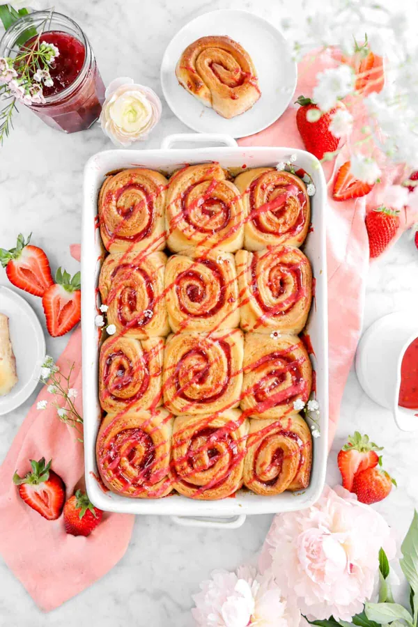 Strawberry Sweet Rolls with Strawberry Icing