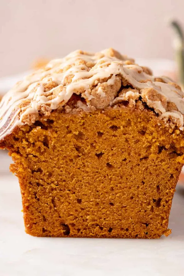 Streusel-Topped Pumpkin Bread with Maple Glaze