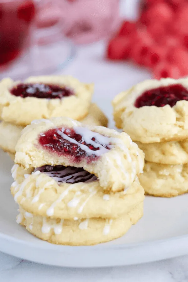 5-Ingredient Raspberry Cheesecake Thumbprint Cookies
