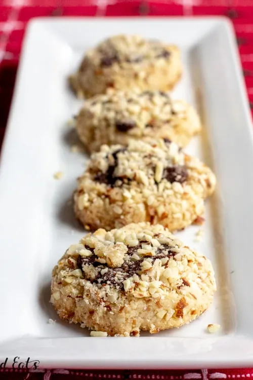 Almond Crunch Chocolate Thumbprint Cookies