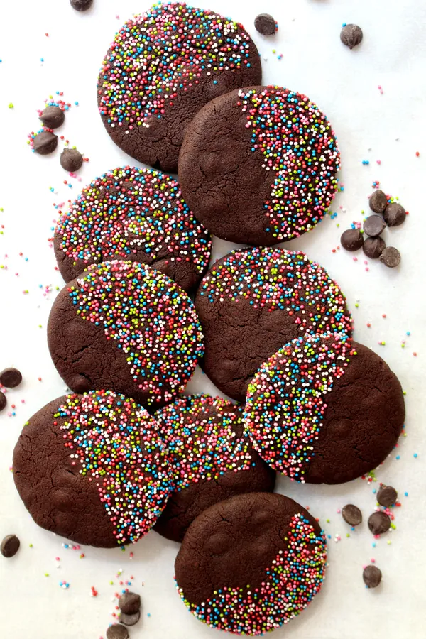 Chocolate Chocolate Chip Shortbread Cookies