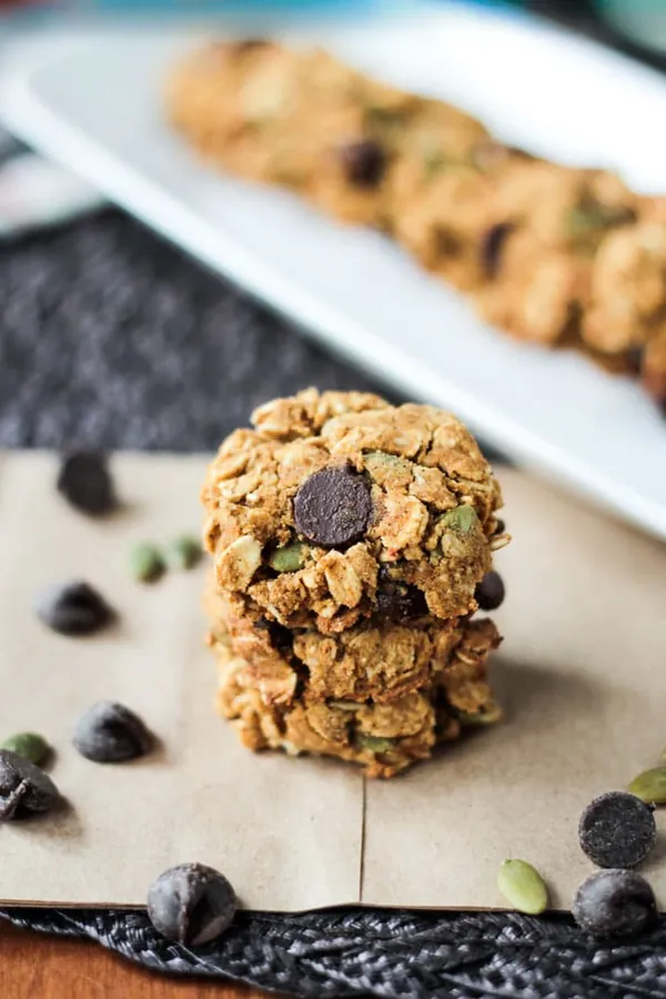 Crunchy Gluten Free Pumpkin Oatmeal Chocolate Chip Cookies