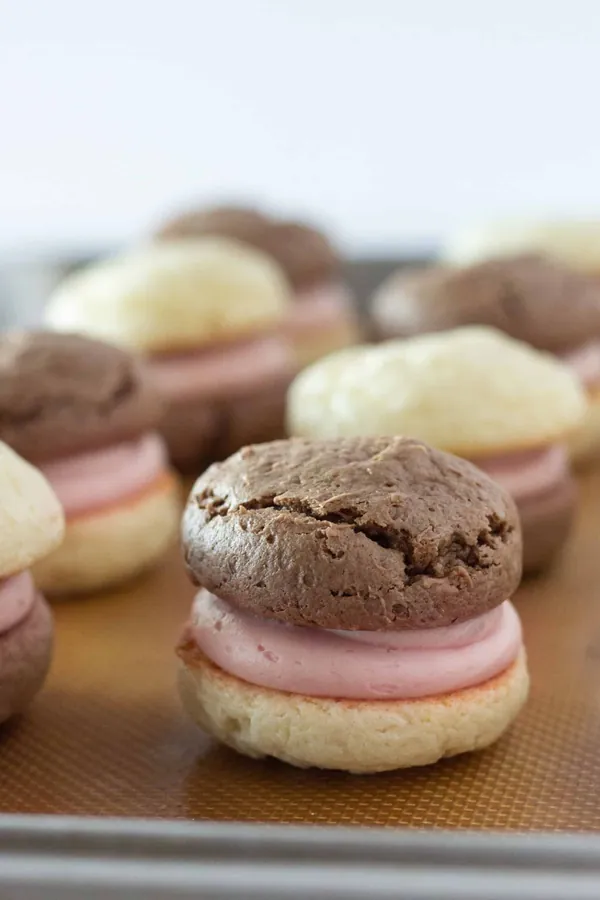 Easy Neapolitan Sandwich Cookies made with a Cake Mix