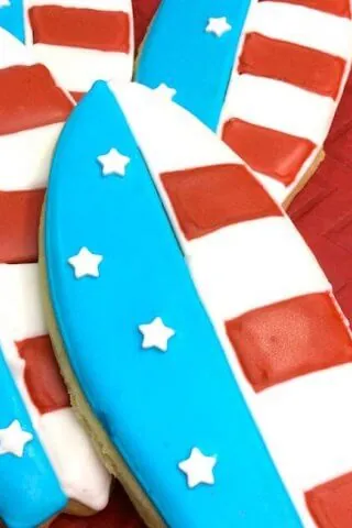 Patriotic Surfboard Sugar Cookies