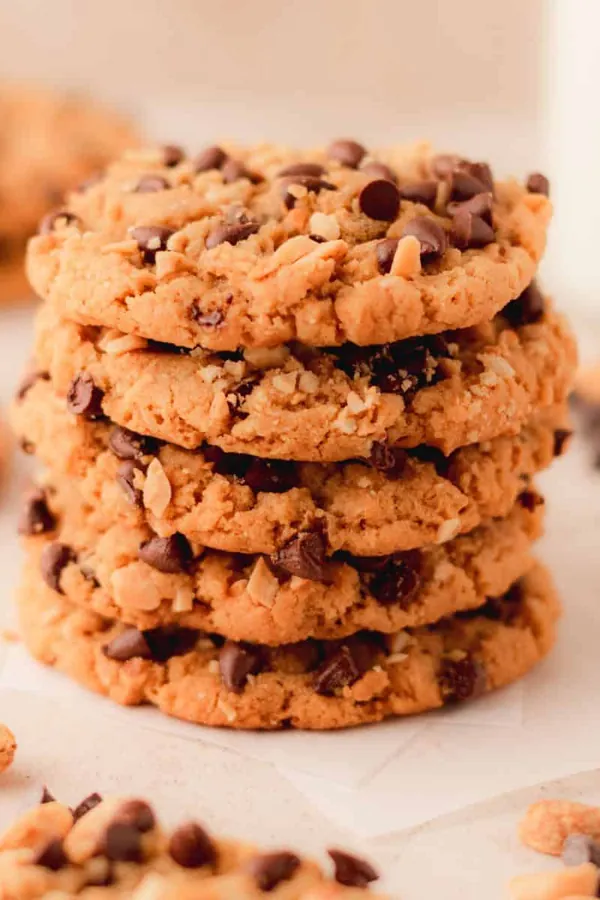 Peanut Butter Cookies with Chocolate Chips (No Flour)
