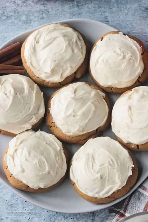 Soft Baked Vegan Pumpkin Cookies with Maple Frosting