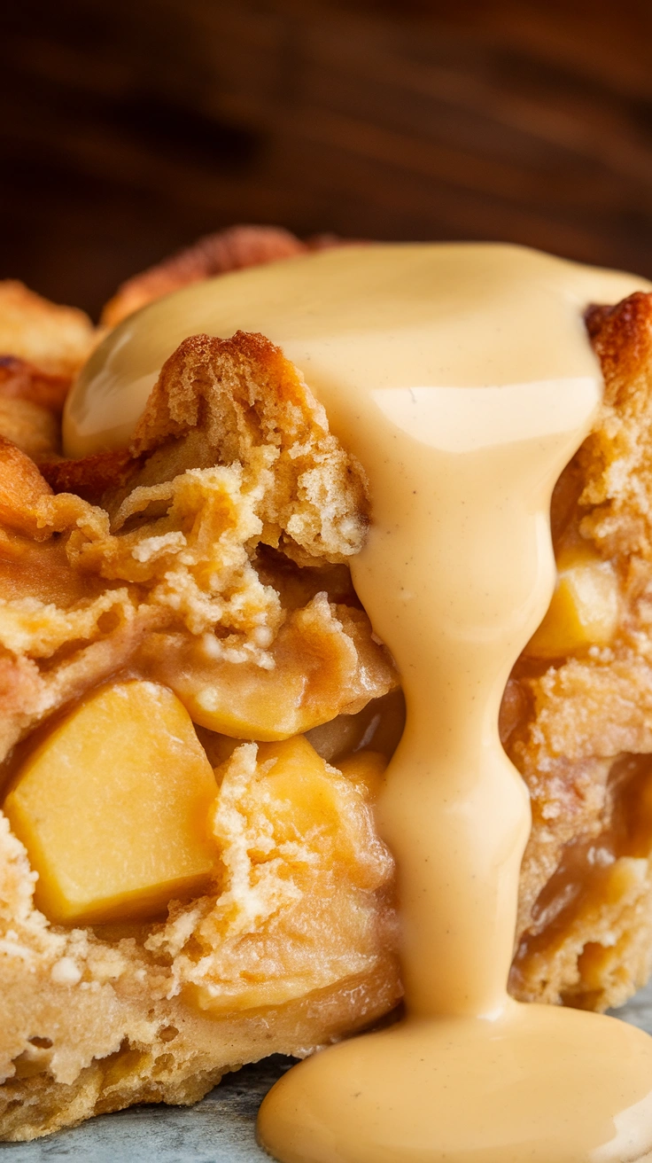 Apple Bread Pudding with Vanilla Sauce