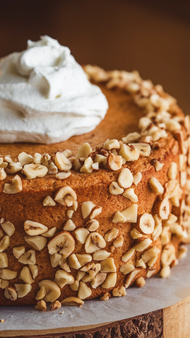 Banana Nut Cake with Whipped Cream Cheese