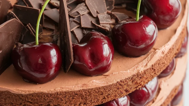 Cherry Chocolate Fudge Layer Cake - Featured