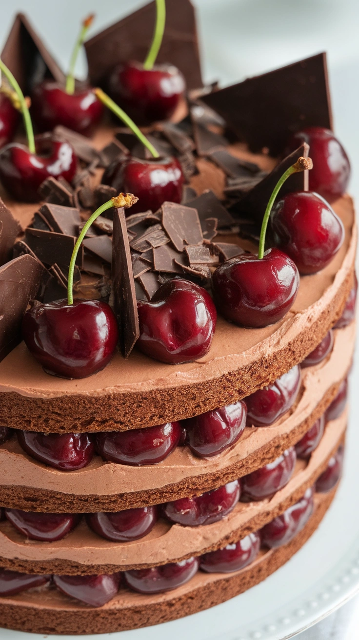 Cherry Chocolate Fudge Layer Cake