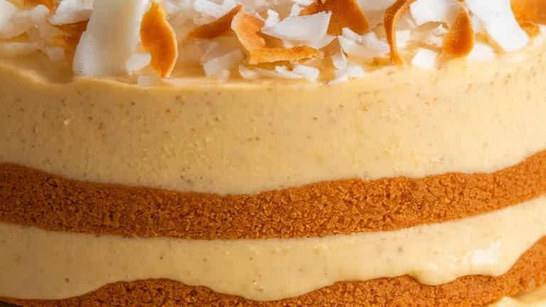 Creamy Coconut Custard Layer Cake - Featured