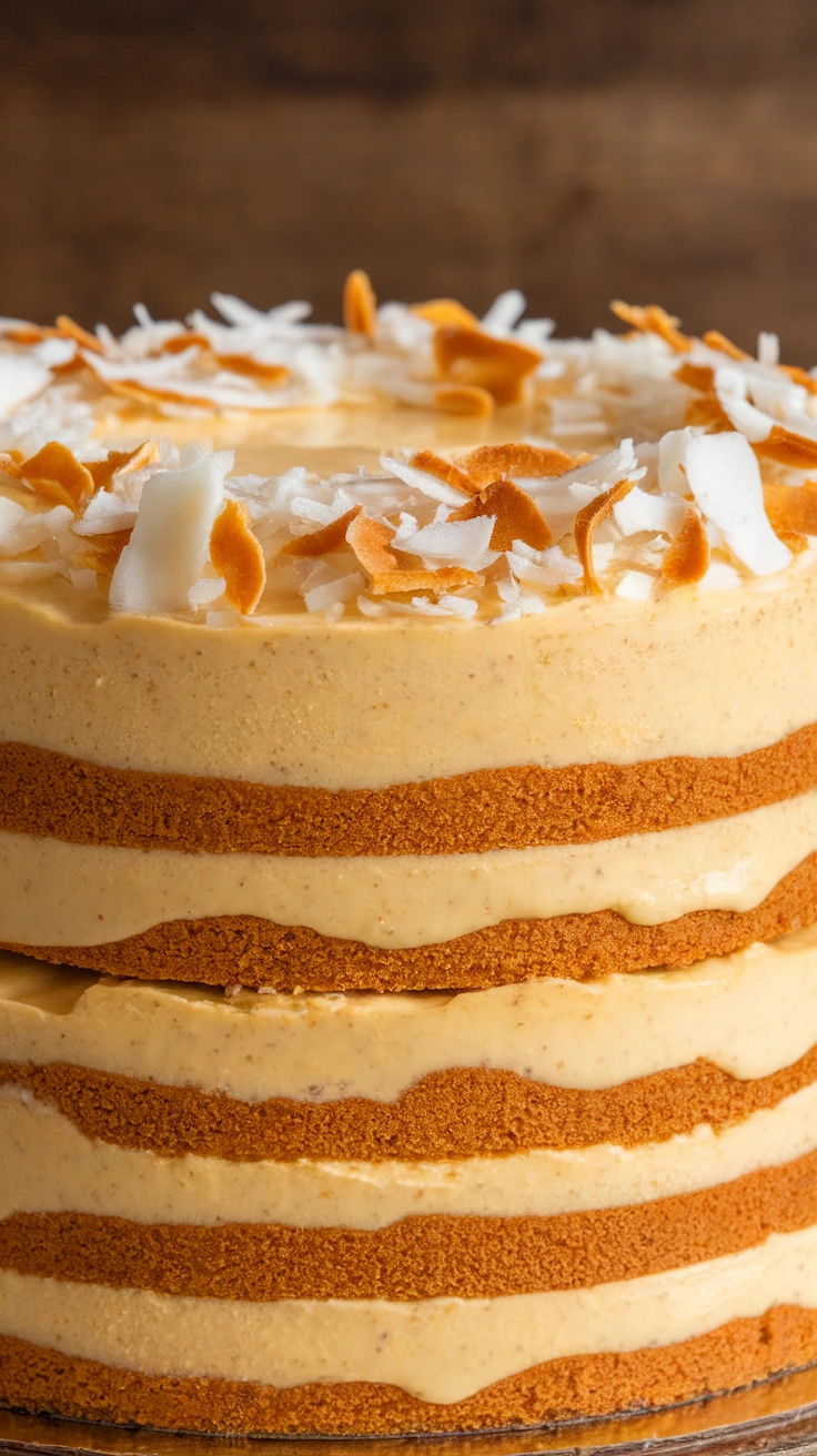 Creamy Coconut Custard Layer Cake