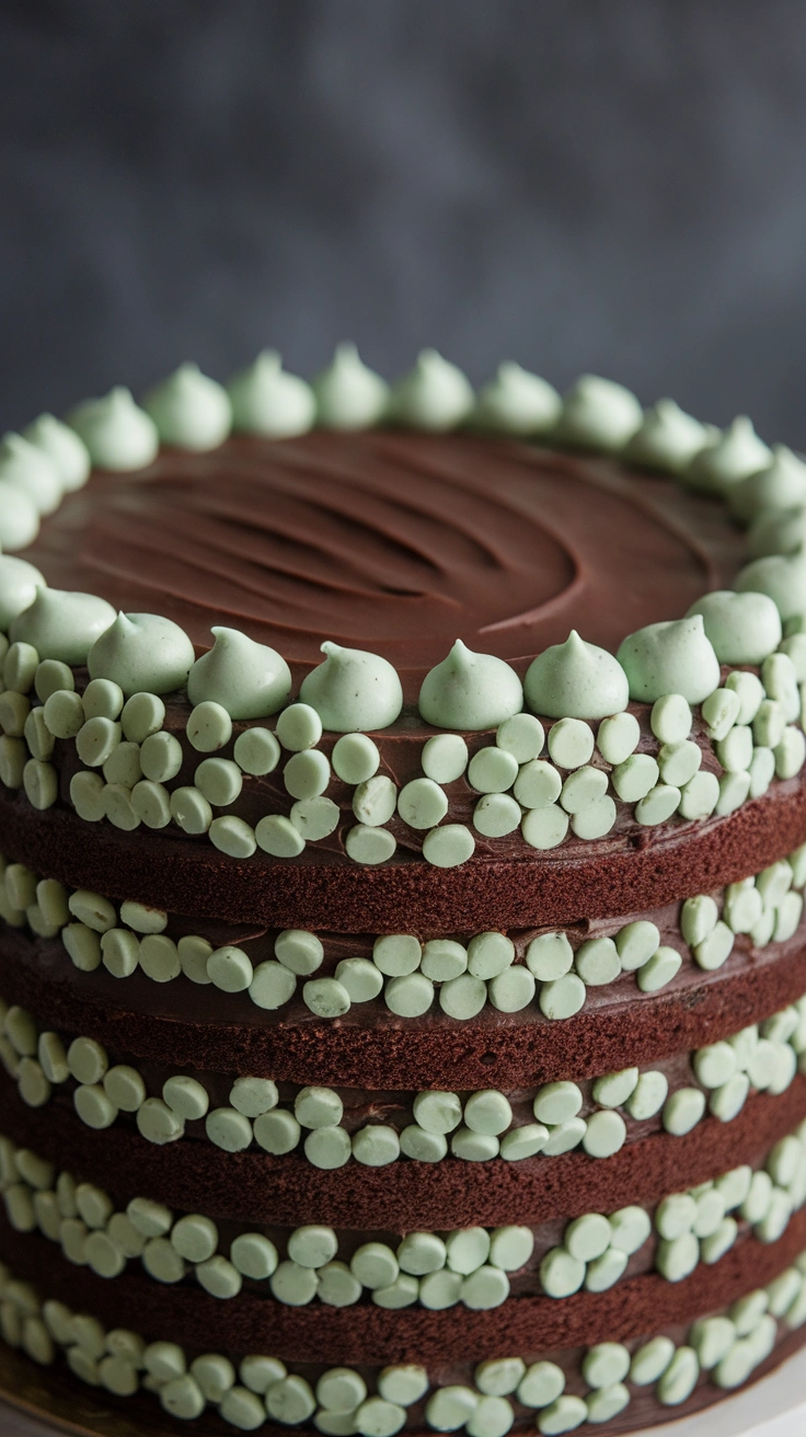 Dark Chocolate and Mint Chip Layer Cake
