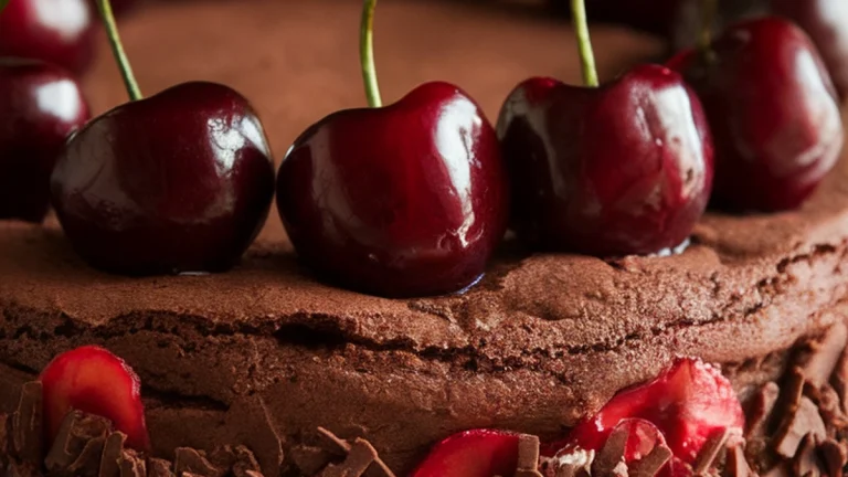 Dark Chocolate Cherry Cake - Featured