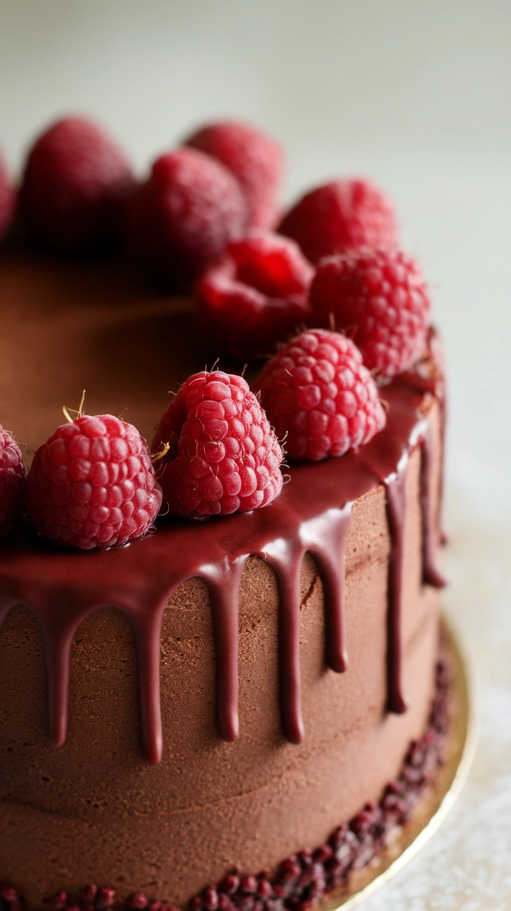 Dark Chocolate Raspberry Truffle Cake